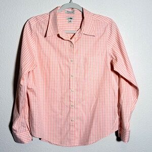 L.L. Bean Wrinkle-Free Pinpoint Oxford Pink White Shirt SIZE S